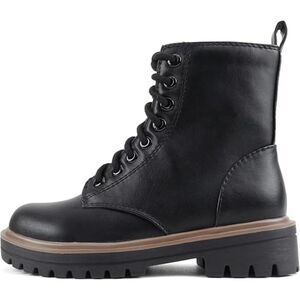 Women Black Welt Patent Closed Toe Synthetic Rubber Sole Side Zipper Ankle Boots